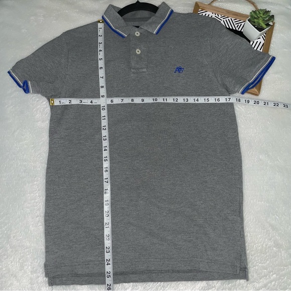 Aeropostale  Shirt Mens polo grey blue size Small  collar button short - Picture 6 of 11